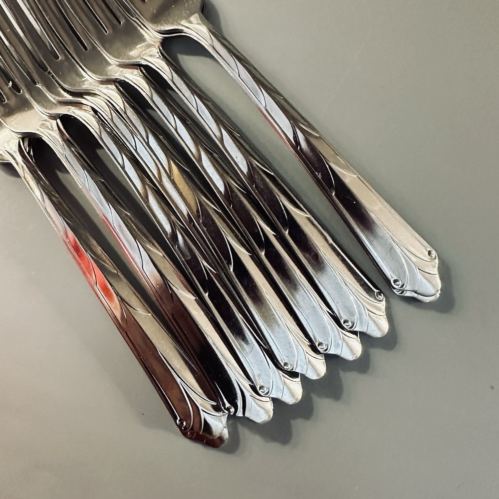 12 Vtg Ekco Stainless DINNER Forks Kenilworth Flatware Fork Set of 12 - Picture 7 of 9